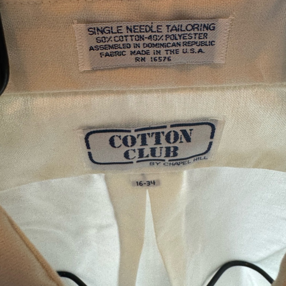 NOS Single Needle Cotton Club Chapel Hill Cream LS button-Down Shirt 16 As is US